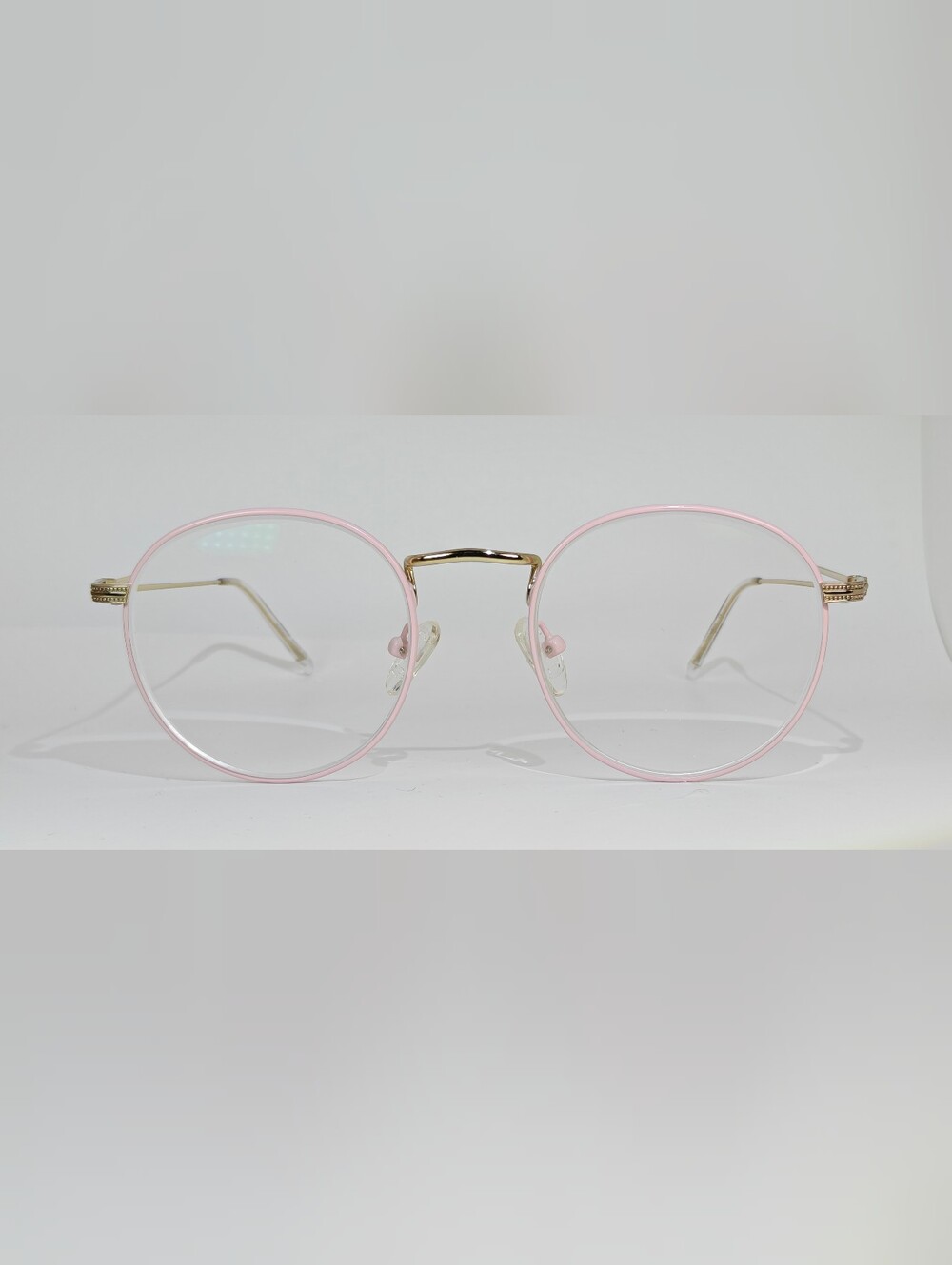 Wistful. Women's Pink Gold Round Metal Frame Glasses.